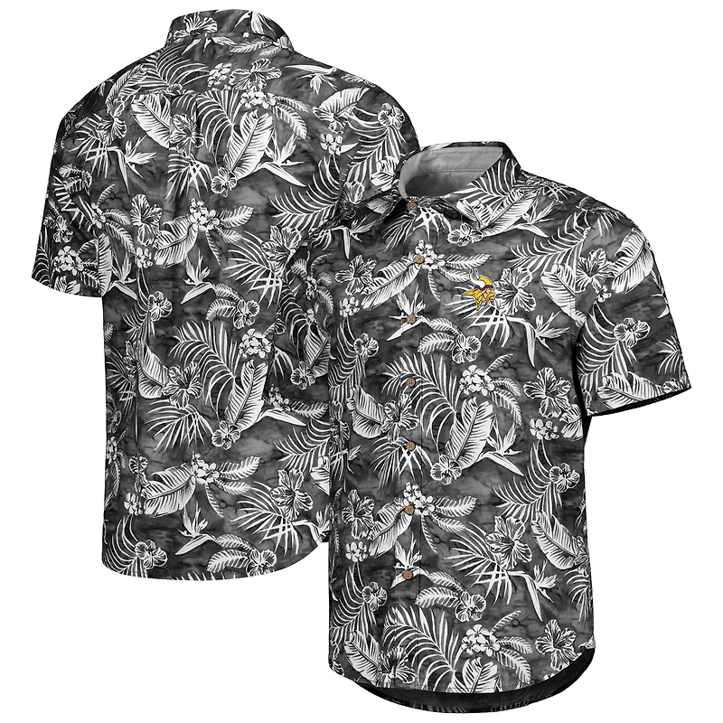 Chemise Tommy Bahama Black Minnesota Vikings Aqua Lush entièrement boutonnée pour homme