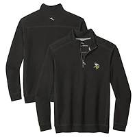 Pull Tommy Bahama noir pour homme, coupe grande et grande, style Montego Bay, avec demi-zip, des Vikings du Minnesota