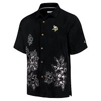 Chemise boutonnée Tommy Bahama noire Minnesota Vikings Hibiscus Camp pour hommes