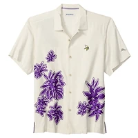 Chemise boutonnée Tommy Bahama crème Minnesota Vikings Hibiscus Camp pour homme
