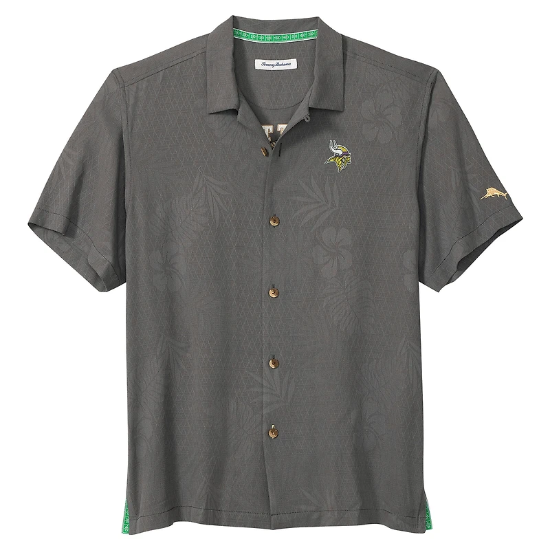 Men's Tommy Bahama  Gray Minnesota Vikings Catch of the Day IslandZone Button-Up Shirt