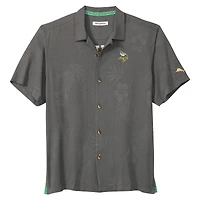 Men's Tommy Bahama  Gray Minnesota Vikings Catch of the Day IslandZone Button-Up Shirt