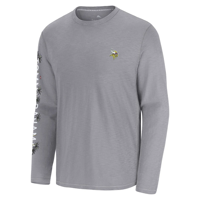 Men's Tommy Bahama Gray Minnesota Vikings Oasis Endzone Lux Long Sleeve T-Shirt