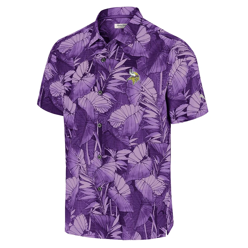 Men's Tommy Bahama Purple Minnesota Vikings Coast Nuevo Fronds Camp Button-Up Shirt