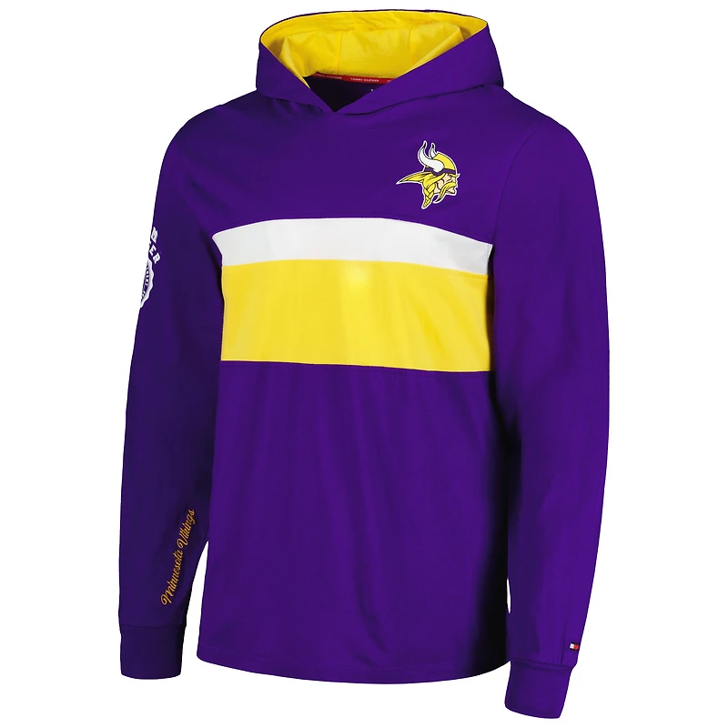 T-shirt à capuche manches longues Tommy Hilfiger violet Minnesota Vikings Morgan pour hommes
