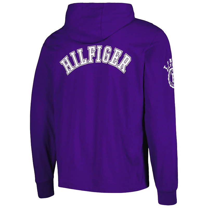 T-shirt à capuche manches longues Tommy Hilfiger violet Minnesota Vikings Morgan pour hommes