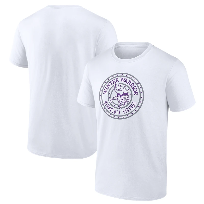 Men's  White Minnesota Vikings Warriors Shield T-Shirt