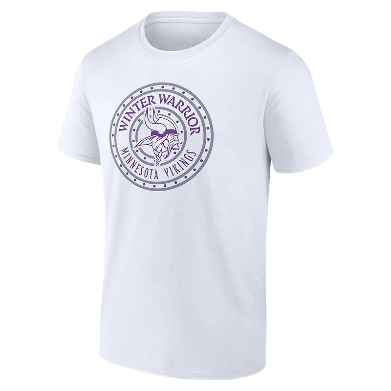 Men's  White Minnesota Vikings Warriors Shield T-Shirt