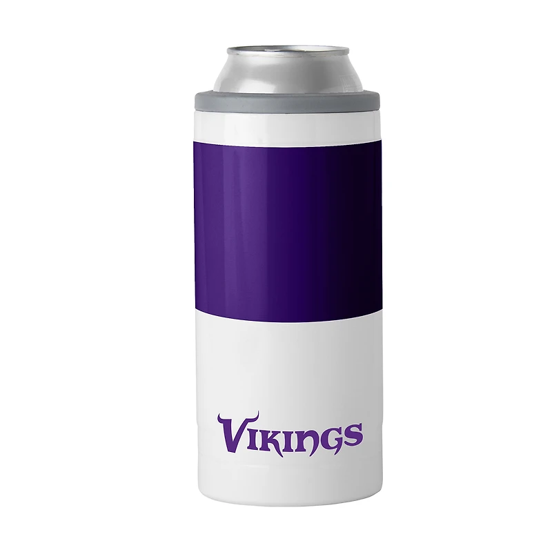 Glacière mince à blocs de couleurs de 12 oz des Vikings du Minnesota