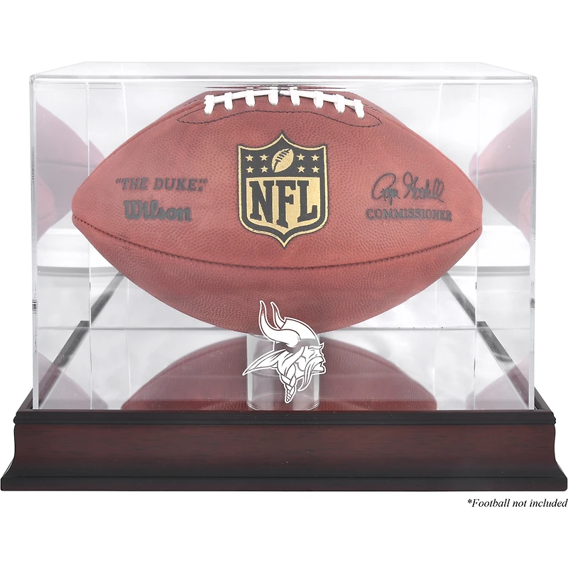 Vitrine en acajou pour ballon de football américain des Vikings du Minnesota (2013-présent), avec fond miroir.