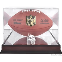 Vitrine en acajou pour ballon de football américain des Vikings du Minnesota (2013-présent), avec fond miroir.