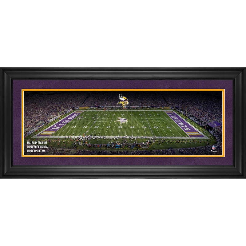 Photographie panoramique encadrée des Vikings du Minnesota (25,4 x 76,2 cm) du stade U.S. Bank