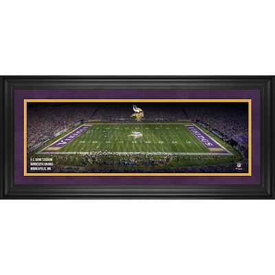 Photographie panoramique encadrée des Vikings du Minnesota (25,4 x 76,2 cm) du stade U.S. Bank