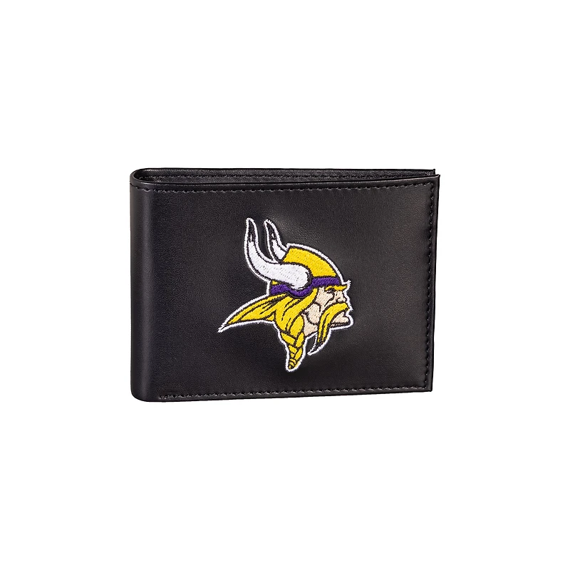 Portefeuille à deux volets brodé en cuir synthétique des Vikings du Minnesota