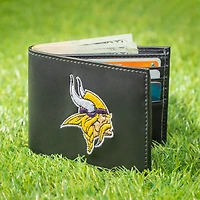 Portefeuille à deux volets brodé en cuir synthétique des Vikings du Minnesota