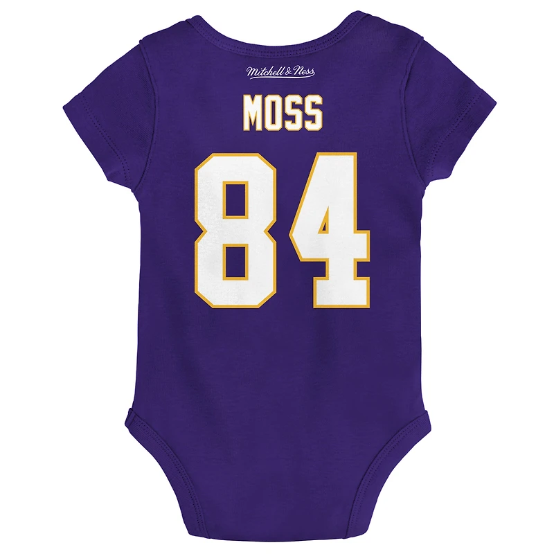 Nouveau-né et bébé Mitchell & Ness Randy Moss violet Minnesota Vikings rétro nom numéro body