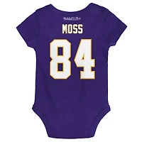 Nouveau-né et bébé Mitchell & Ness Randy Moss violet Minnesota Vikings rétro nom numéro body