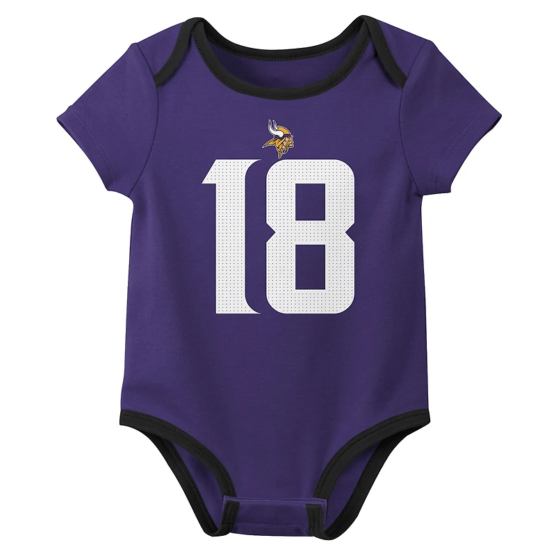 Ensemble de 3 bodies Nike Justin Jefferson Minnesota Vikings pour nouveau-né et bébé avec nom numéro