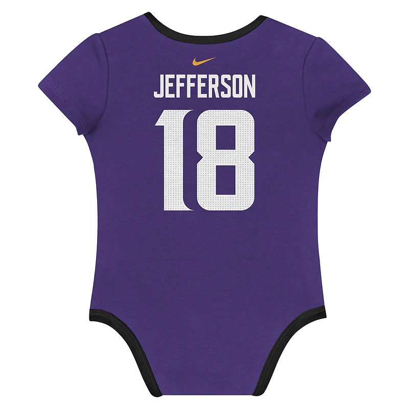 Newborn & Infant Nike Justin Jefferson Minnesota Vikings Name Number 3-Pack Bodysuit Set