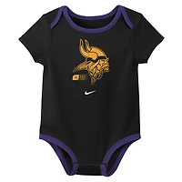 Ensemble de 3 bodies Nike Justin Jefferson Minnesota Vikings pour nouveau-né et bébé avec nom numéro