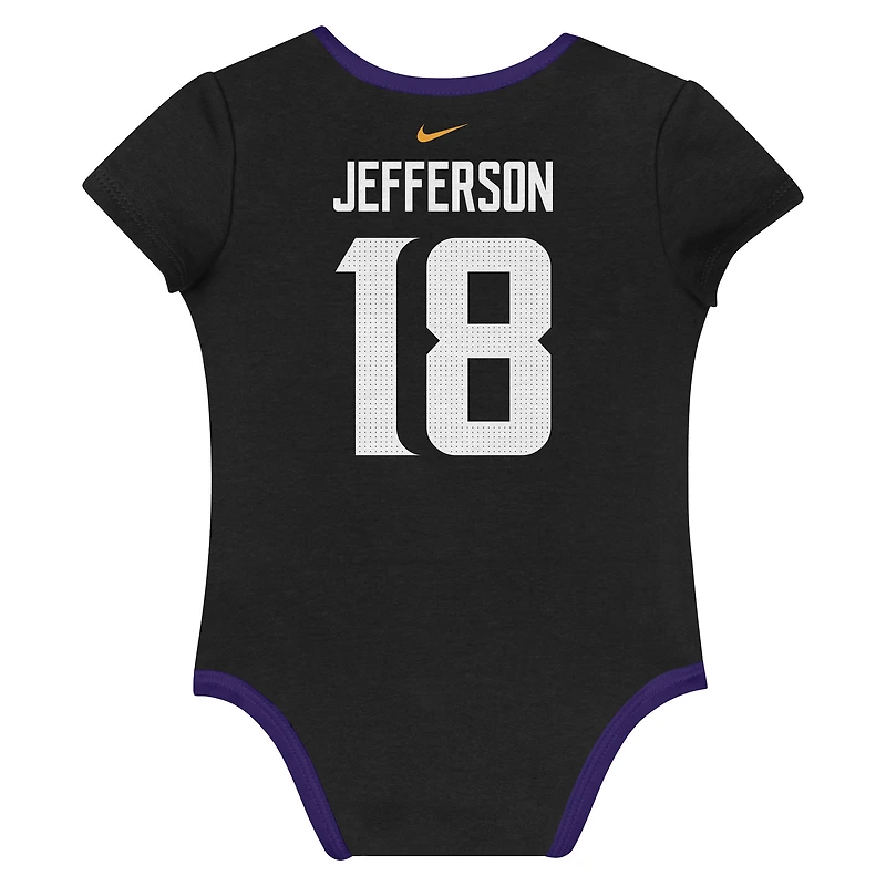 Ensemble de 3 bodies Nike Justin Jefferson Minnesota Vikings pour nouveau-né et bébé avec nom numéro