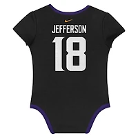 Ensemble de 3 bodies Nike Justin Jefferson Minnesota Vikings pour nouveau-né et bébé avec nom numéro