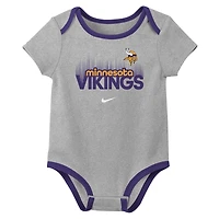 Ensemble de 3 bodies Nike Justin Jefferson Minnesota Vikings pour nouveau-né et bébé avec nom numéro