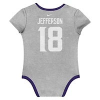Ensemble de 3 bodies Nike Justin Jefferson Minnesota Vikings pour nouveau-né et bébé avec nom numéro