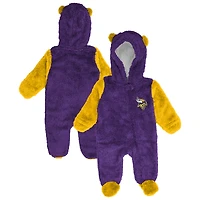 Grenouillère polaire violette à fermeture éclair pour nouveau-né et nourrisson, motif Vikings du Minnesota