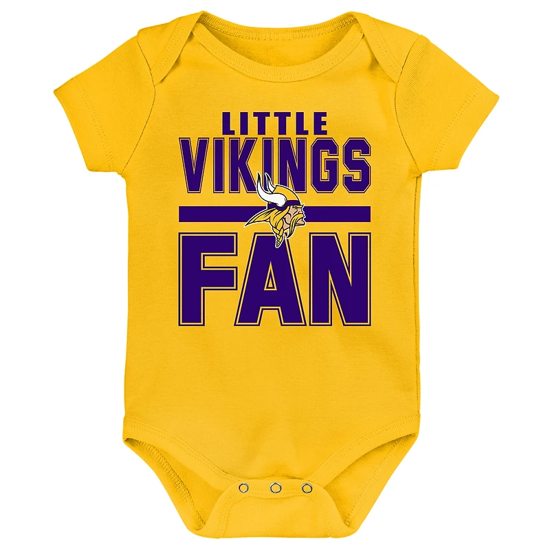 Newborn Outerstuff Minnesota Vikings Little Tike 3-Piece Bodysuit Set