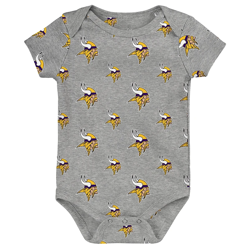 Newborn Outerstuff Minnesota Vikings Little Tike 3-Piece Bodysuit Set