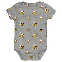 Newborn Outerstuff Minnesota Vikings Little Tike 3-Piece Bodysuit Set