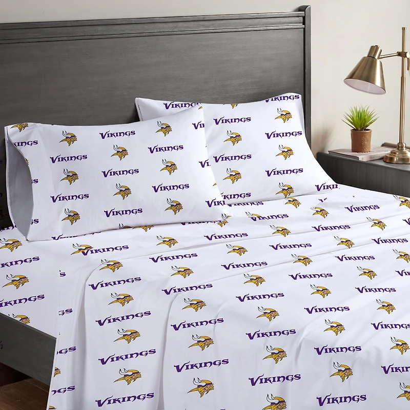 Ensemble de draps complets quatre pièces Pegasus Minnesota Vikings