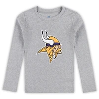 Ensemble de nuit avec t-shirt et pantalon à manches longues pour enfants d'âge préscolaire gris chiné Minnesota Vikings