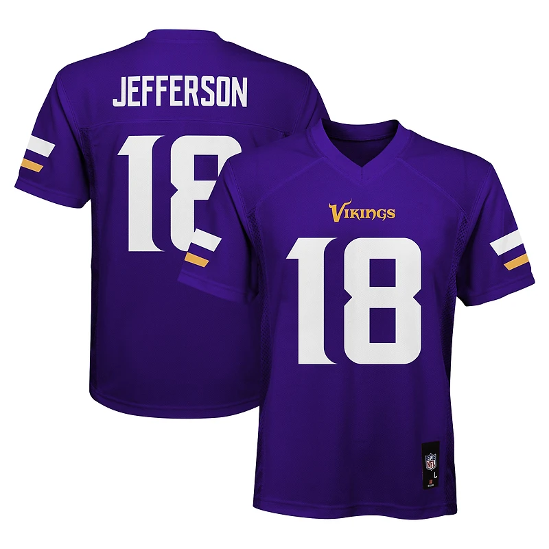 Maillot de joueur réplique violet des Vikings du Minnesota Justin Jefferson pour enfants d'âge préscolaire