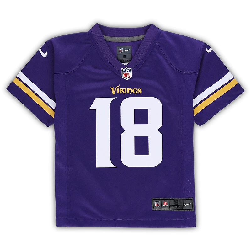 Maillot de match Nike Justin Jefferson violet Minnesota Vikings pour enfants d'âge préscolaire