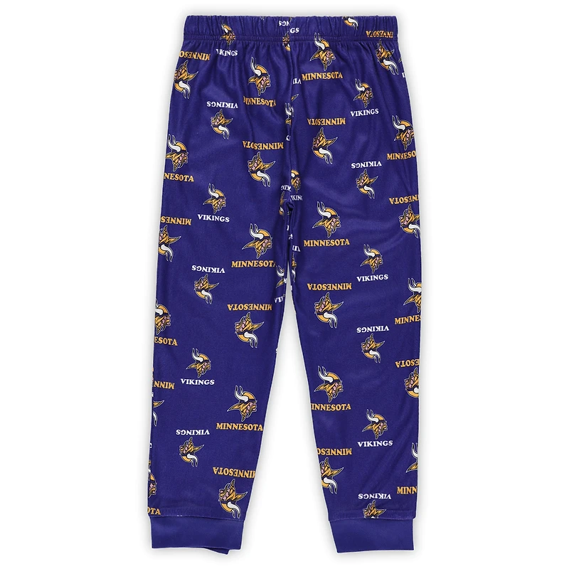 Ensemble de pyjama pour enfant d'âge préscolaire Outerstuff violet avec t-shirt à manches longues et pantalon imprimés des Vikings du Minnesota