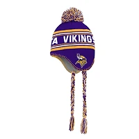 Bonnet en tricot jacquard violet avec pompon pour enfant d'âge préscolaire, motif Vikings du Minnesota