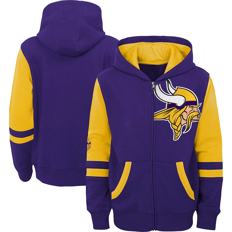 Sweat à capuche entièrement zippé violet Minnesota Vikings Stadium Color Block pour enfants d'âge préscolaire