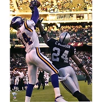 Randy Moss Minnesota Vikings Autographed 16" x 20" Catch Vs. Raiders Photograph with "HOF 18" Inscription