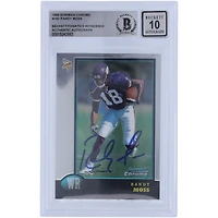 Carte de recrue autographiée 1998 Bowman Chrome #182 Beckett par Randy Moss Minnesota Vikings, carte de recrue authentifiée 10 par les fanatiques de Beckett