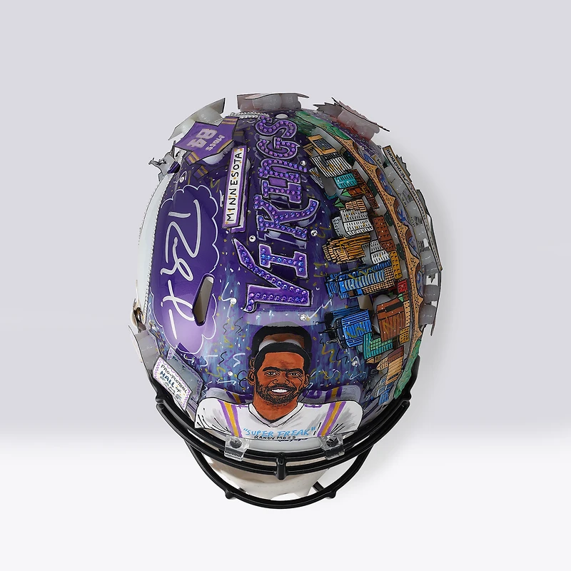 Randy Moss Minnesota Vikings Autographed Riddell Speed Authentic Helmet - Art by Charles Fazzino - NF70443568