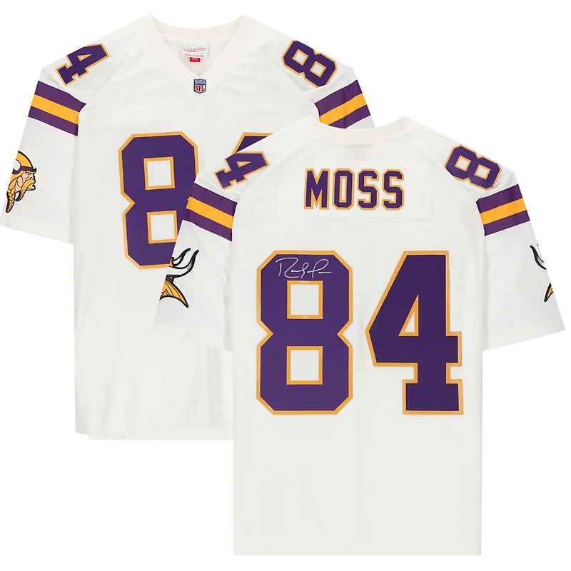 Maillot Mitchell & Ness Legacy blanc autographié par Randy Moss des Vikings du Minnesota