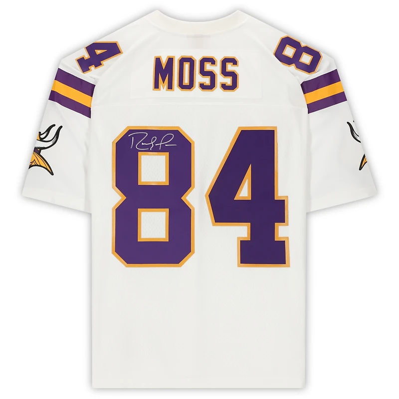 Maillot Mitchell & Ness Legacy blanc autographié par Randy Moss des Vikings du Minnesota