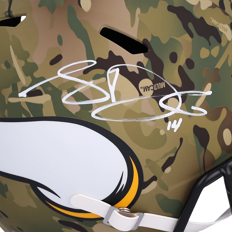 Casque réplique Riddell Camo Speed ​​autographié par Sam Darnold des Minnesota Vikings