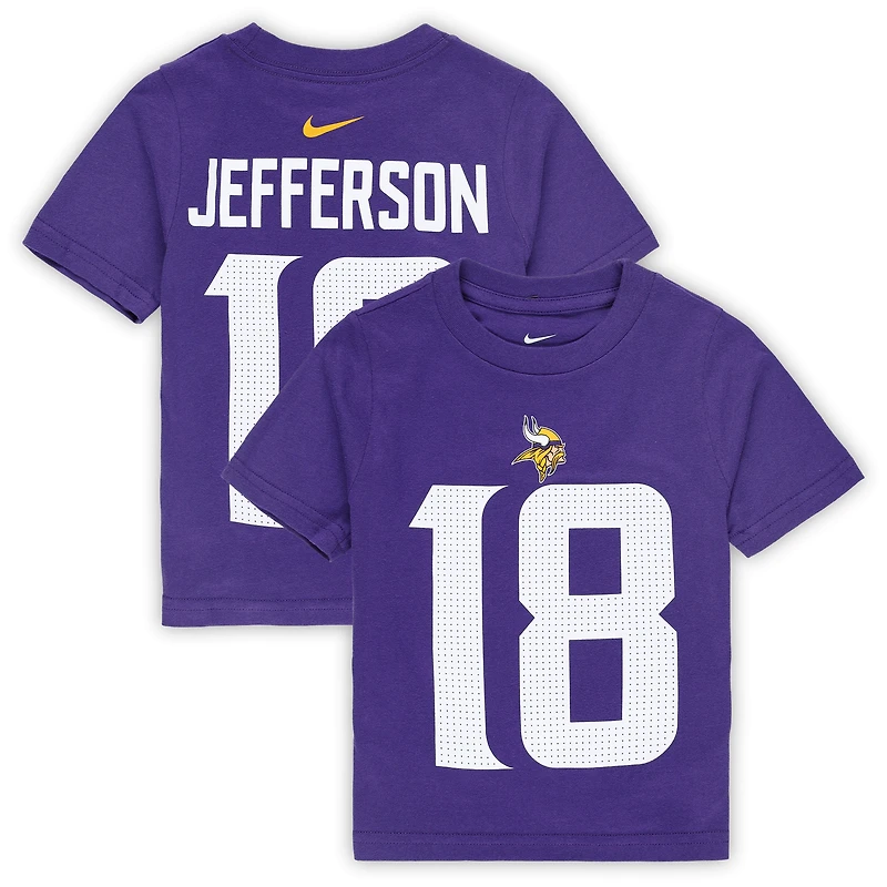 T-shirt Nike Justin Jefferson violet Minnesota Vikings pour tout-petit avec nom et numéro de joueur