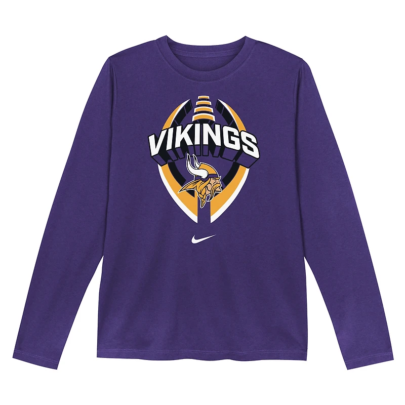 T-shirt de performance à manches longues Nike violet pour tout-petit des Minnesota Vikings Primetime Legend Icon