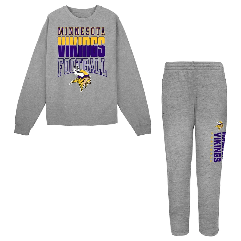 Toddler Outerstuff Heather Gray Minnesota Vikings Crewneck Sweatshirt & Pants Set