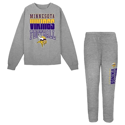 Toddler Outerstuff  Heather Gray Minnesota Vikings Crewneck Sweatshirt & Pants Set