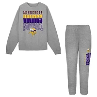 Toddler Outerstuff  Heather Gray Minnesota Vikings Crewneck Sweatshirt & Pants Set